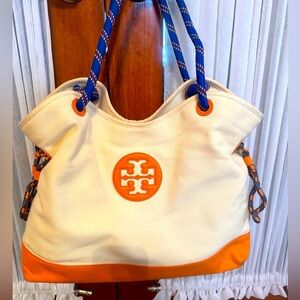 Tor Burch cream canvas tote